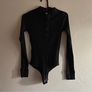 Worn once NSF bodysuit ribbed long sleeve Henley XS black